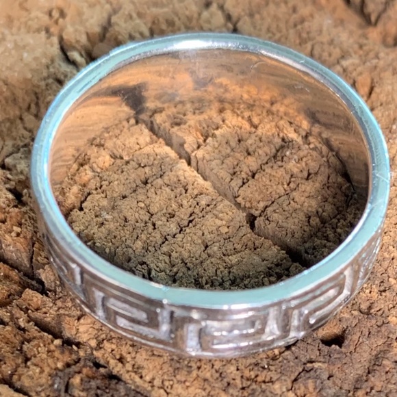 Silver Ring Greek Meander Geometric  - Sz 12 - Picture 5 of 7